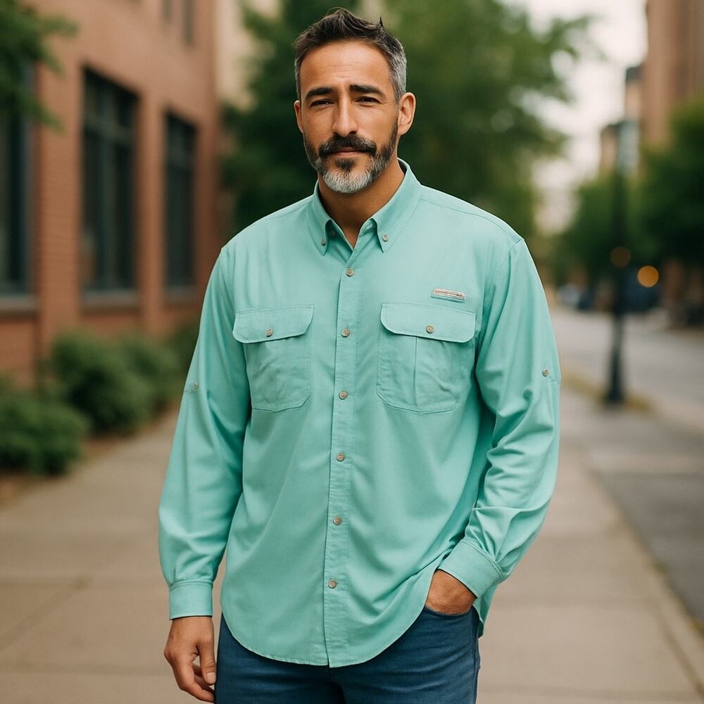 Columbia PFG Omni Shade Aqua Vented Fishing Shirt XXL UPF 50 Long Sleeve
